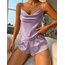 Lilac Saten Şortlu Takım