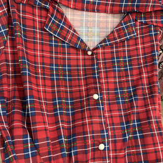 Büyük Beden Kareli Pijama Takımı Düğmeli