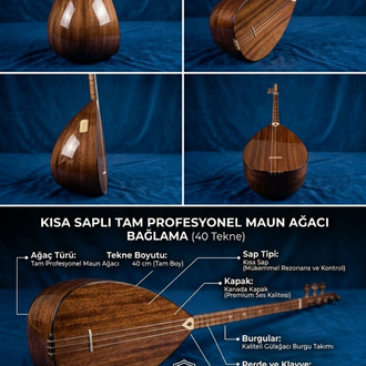 Kısa Saplı Tam Profesyonel Maun Ağacı Bağlama (40 Tekne) - Kanada Kapaklı
