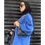 Kolları Pileli Mavi Sweatshirt 
