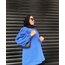 Kolları Pileli Mavi Sweatshirt 