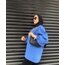 Kolları Pileli Mavi Sweatshirt 