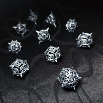 Gümüş Renkli Reçine 3d Print Zar Seti