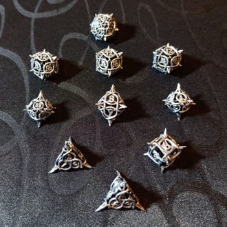 Gümüş Renkli Reçine 3d Print Zar Seti
