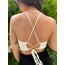 Zara sırt detay ekru crop bluz