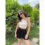 Zara sırt detay ekru crop bluz