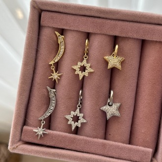 Vip 14K Ay Yıldız Detay Üçlü Küpe Set