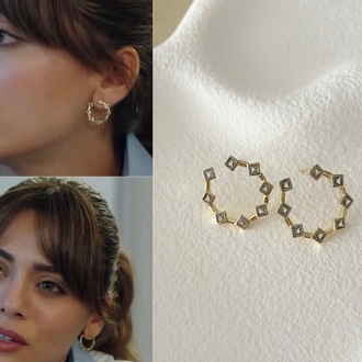 Özel Seri 14K Zirkon Taşlı Yarım Halka Küpe