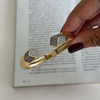 Vip 14K Uçları Zirkon Taşlı Kelepçe Bileklik