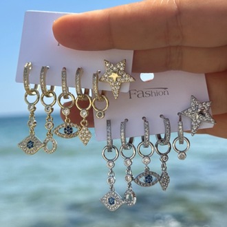 Özel Seri Yıldız Detay 6 lı Küpe