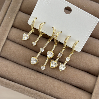 Vip 14K Zirkon Taşlılı 6 lı Küpe Set