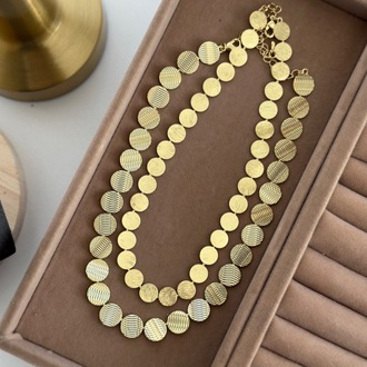Vip 14K Tırtıklı Pul Kolye (Pul Büyüklüğü 1.2cm)