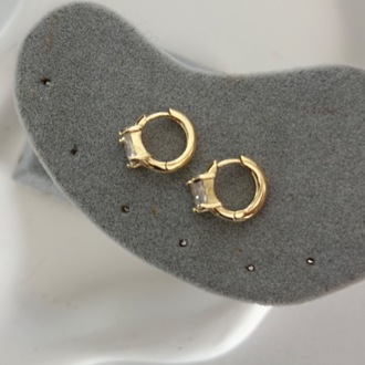 Vip 14K Diamond Serisi Baget Taşlı Halka Küpe