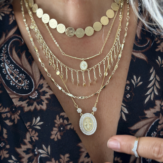 Vip 14K Pul Detaylı Kolye Set