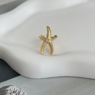 Vip 14K Ortası Taşlı Yıldız Kıkırdak Küpe