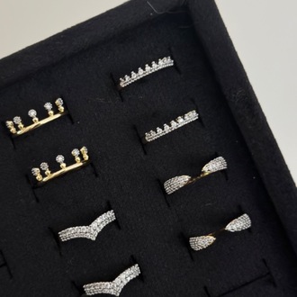 Vip 14K Üçgen Taş Detay Eklem Yüzüğü