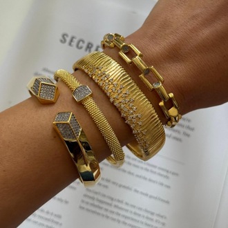 Vip 14K Uçları Zirkon Taşlı Kelepçe Bileklik
