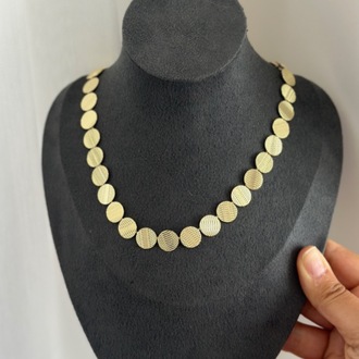 Vip 14K Tırtıklı Pul Kolye (Pul Büyüklüğü 1.2cm)