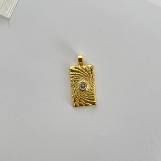 Altın Kaplama Kum Desenli Plaka Charm