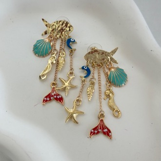 Vip 14K Charmlı Balık Küpe Set