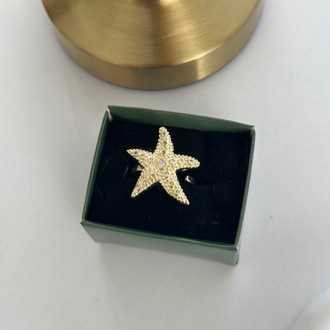 Vip 14K Deniz Yıldız Ayarlanabilir Yüzük