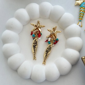 Altın Kaplama 14K Balık Küpe