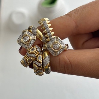 Vip 14K Altın Kaplama İşlemeli Yüzük