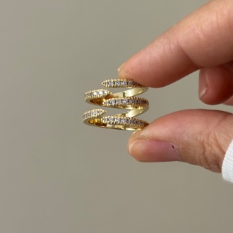 Vip 14K Zirkon Taş Detaylı Sarmal Yüzük