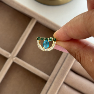Vip 14K Ayarlanabilir Mavi Taşlı Yüzük