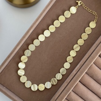 Vip 14K Tırtıklı Pul Kolye (Pul Büyüklüğü 1.2cm)