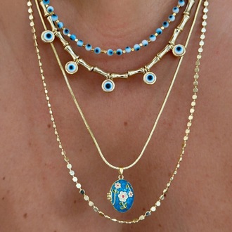 Altın Kaplama 14K Minik Nazar Boncuklu Set