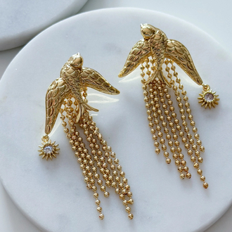 Vip 14K Kırlangıç Küpe Set