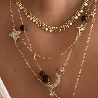 Vip Gold Ay Detay Kolye Set