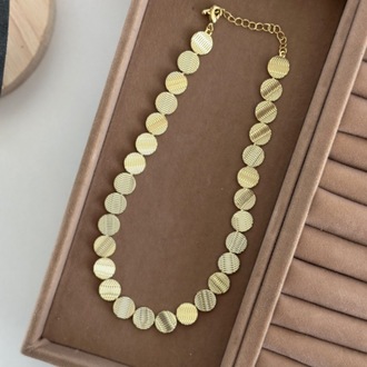 Vip 14K Tırtıklı Pul Kolye (Pul Büyüklüğü 1.2cm)