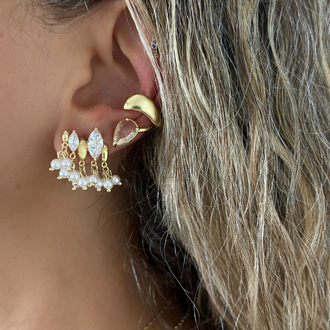 Vip 14K İnci Küpe Detay Set