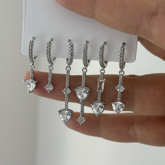 Vip 14K Zirkon Taşlılı 6 lı Küpe Set