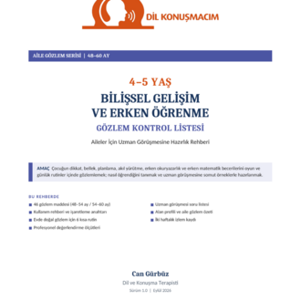 4–5 Yaş Bilişsel Gelişim ve Erken Öğrenme Gözlem Kontrol Listesi | Aile Rehberi