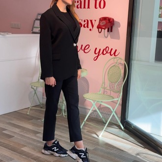 KASHA OVERSİZE DÜĞME DETAYLI SİYAH BLAZER CEKET