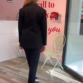 KASHA OVERSİZE DÜĞME DETAYLI SİYAH BLAZER CEKET