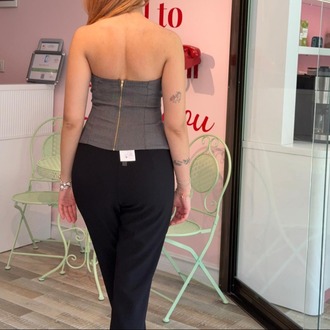 WE COSS GRİ GOLD SİM DETAYLI STRAPLEZ BÜSTİYER
