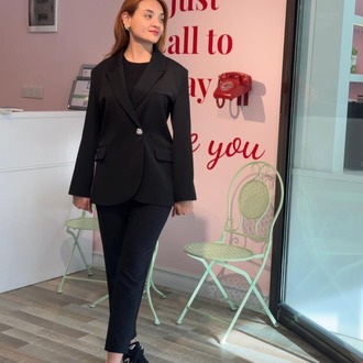 KASHA OVERSİZE DÜĞME DETAYLI SİYAH BLAZER CEKET
