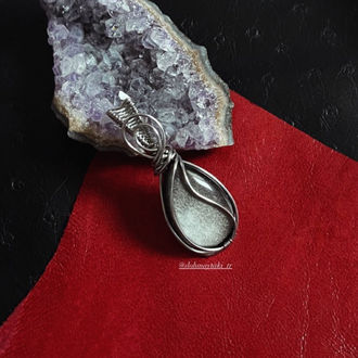 Silver Obsidyen Minimal Çelik Kolye