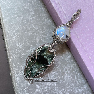 Aytaşlı Melek Kanadı Seraphinite Çelik Kolye (Ahşap Kutulu)