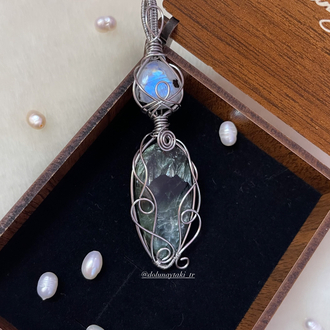 Aytaşlı Melek Kanadı Seraphinite Çelik Kolye (Ahşap Kutulu)