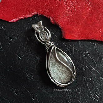 Silver Obsidyen Minimal Çelik Kolye