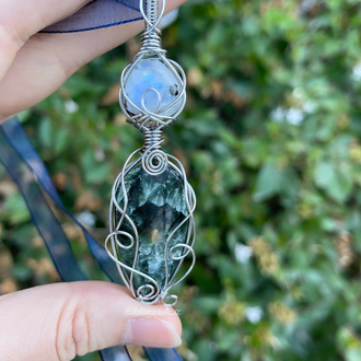 Aytaşlı Melek Kanadı Seraphinite Çelik Kolye (Ahşap Kutulu)