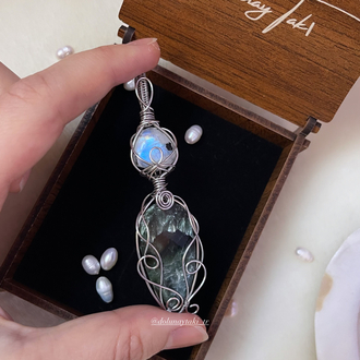 Aytaşlı Melek Kanadı Seraphinite Çelik Kolye (Ahşap Kutulu)