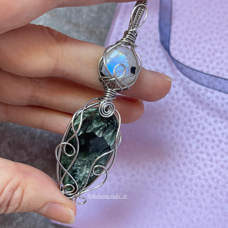 Aytaşlı Melek Kanadı Seraphinite Çelik Kolye (Ahşap Kutulu)