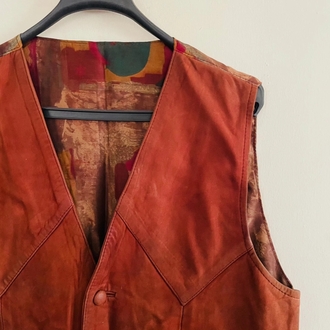 vintage unisex deri yelek