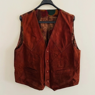 vintage unisex deri yelek